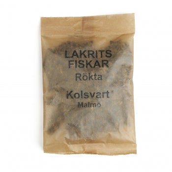 Kolsvart geräucherte Lakritzfische