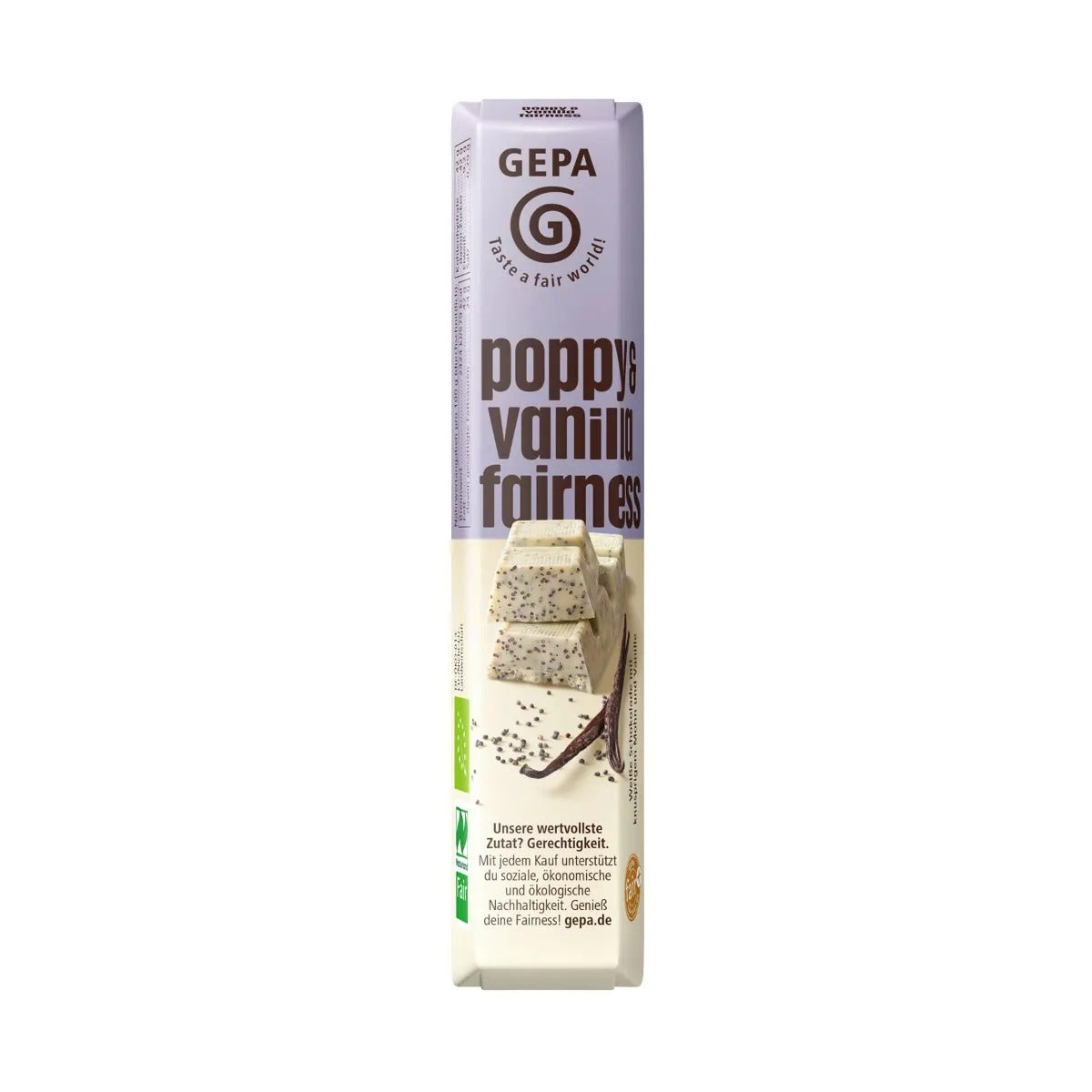 Chocolat blanc BIO graines de pavot et vanille - GEPA